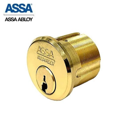 ASSA ABLOY 1-1/8" Maximum+ Restricted Mortise Cylinder AR Cam KD Bright Brass ASS-R2851-1-605-COMP-KD-0A7